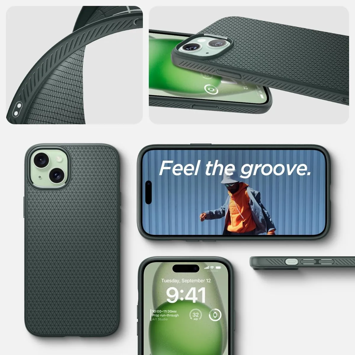 Spigen Liquid Air Designed for iPhone 15 Case (2023) [Military-Grade Protection] - Abyss Green