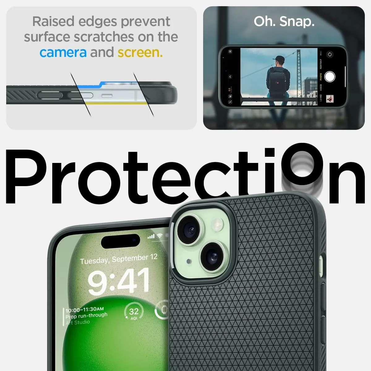 Spigen Liquid Air Designed for iPhone 15 Case (2023) [Military-Grade Protection] - Abyss Green