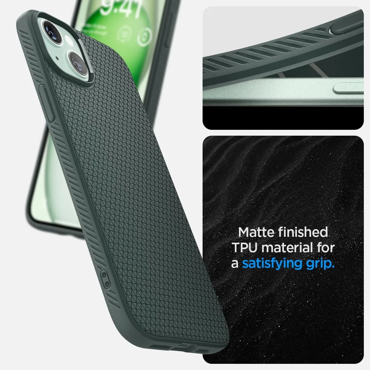 Spigen Liquid Air Designed for iPhone 15 Case (2023) [Military-Grade Protection] - Abyss Green