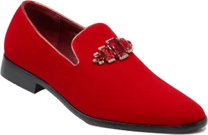 SPK32 Men's Vintage Plain Rhinestone Velvet Dress Loafers Slip On Shoes Classic Tuxedo Dress Shoes