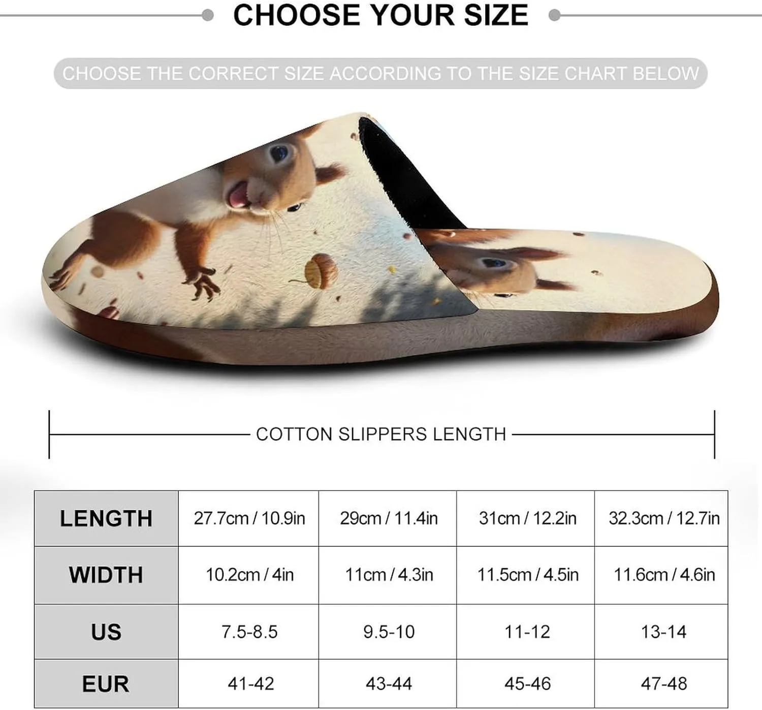 Squirrel Love Walnuts Men's Flannel House Slippers Warm Slip On Home Shoes for Indoor And Outdoor