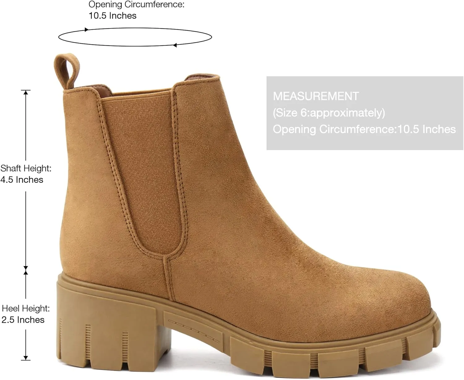 starmerx Women Platform Ankle Boots Elastic Chelsea Boots Mid Heel Slip on Booties