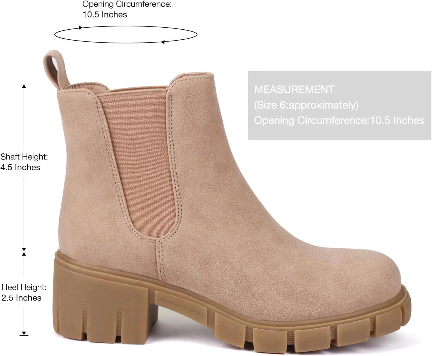 starmerx Women Platform Ankle Boots Elastic Chelsea Boots Mid Heel Slip on Booties