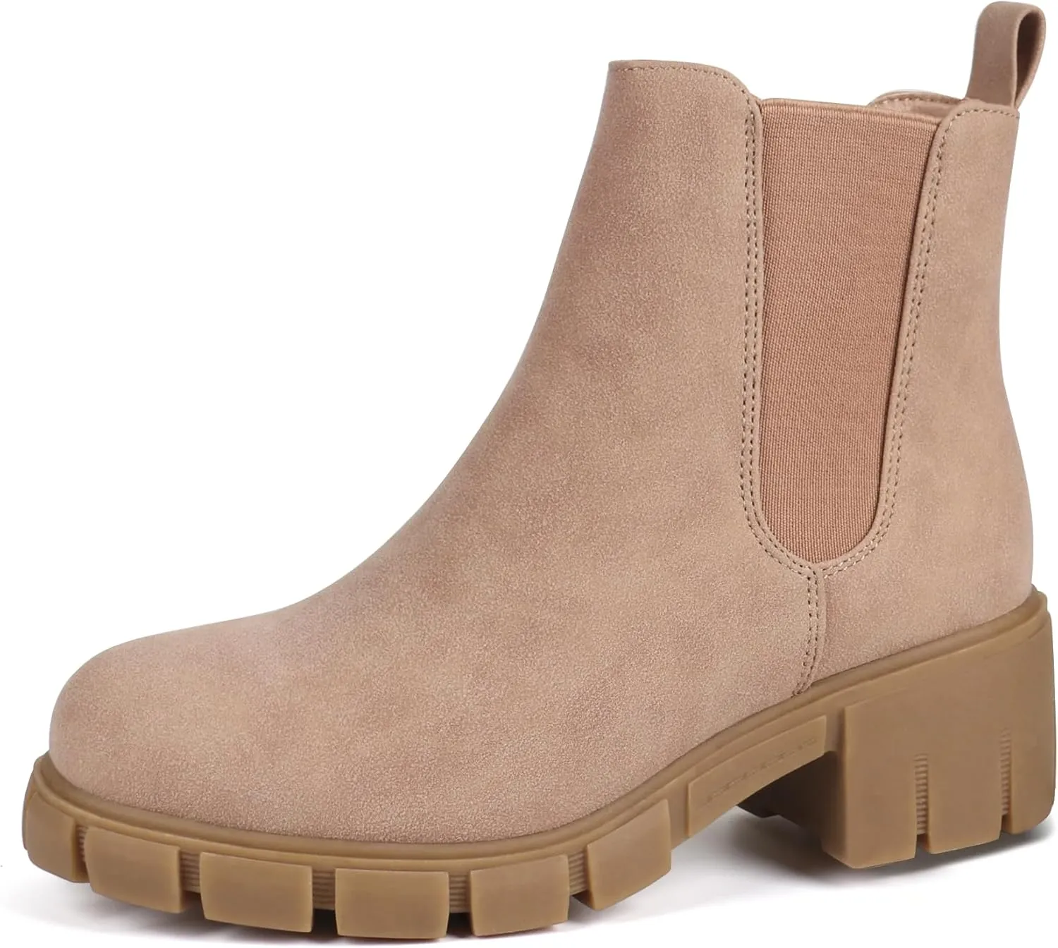 starmerx Women Platform Ankle Boots Elastic Chelsea Boots Mid Heel Slip on Booties