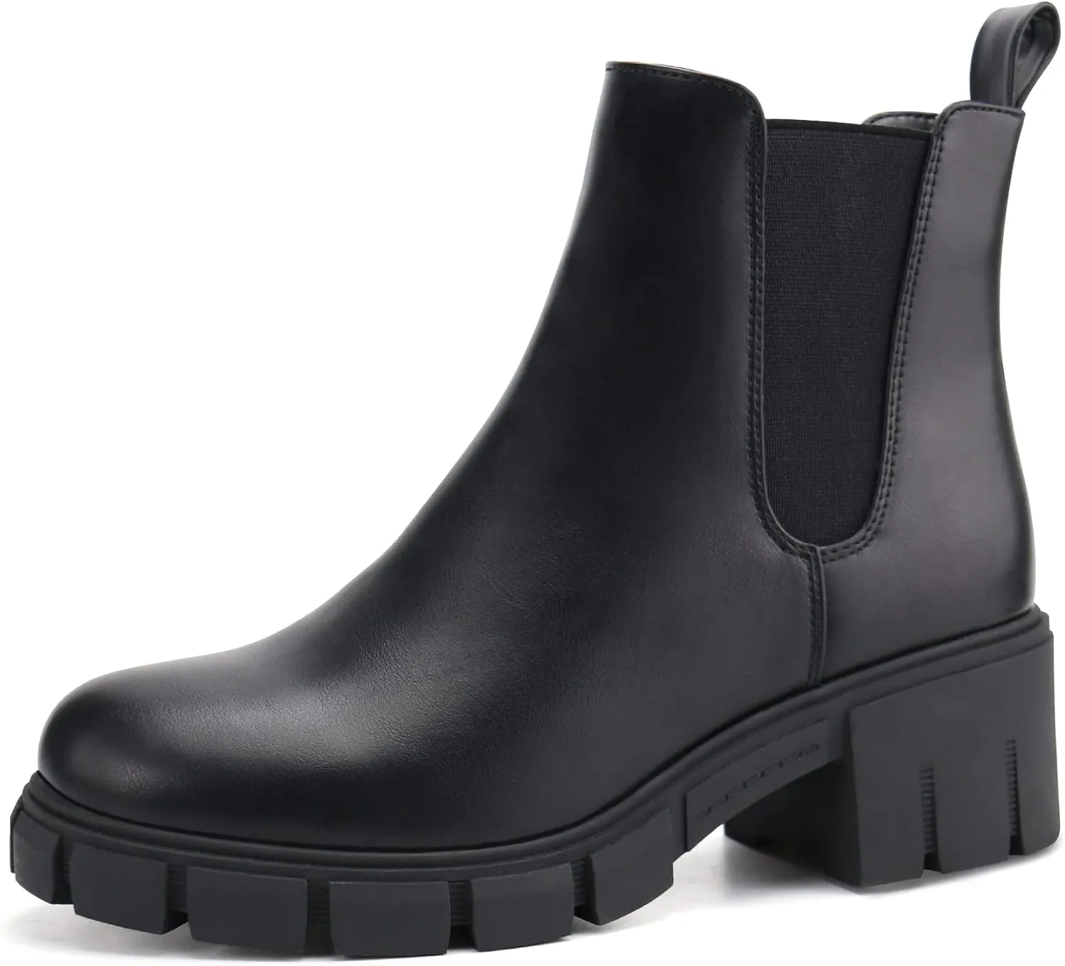 starmerx Women Platform Ankle Boots Elastic Chelsea Boots Mid Heel Slip on Booties