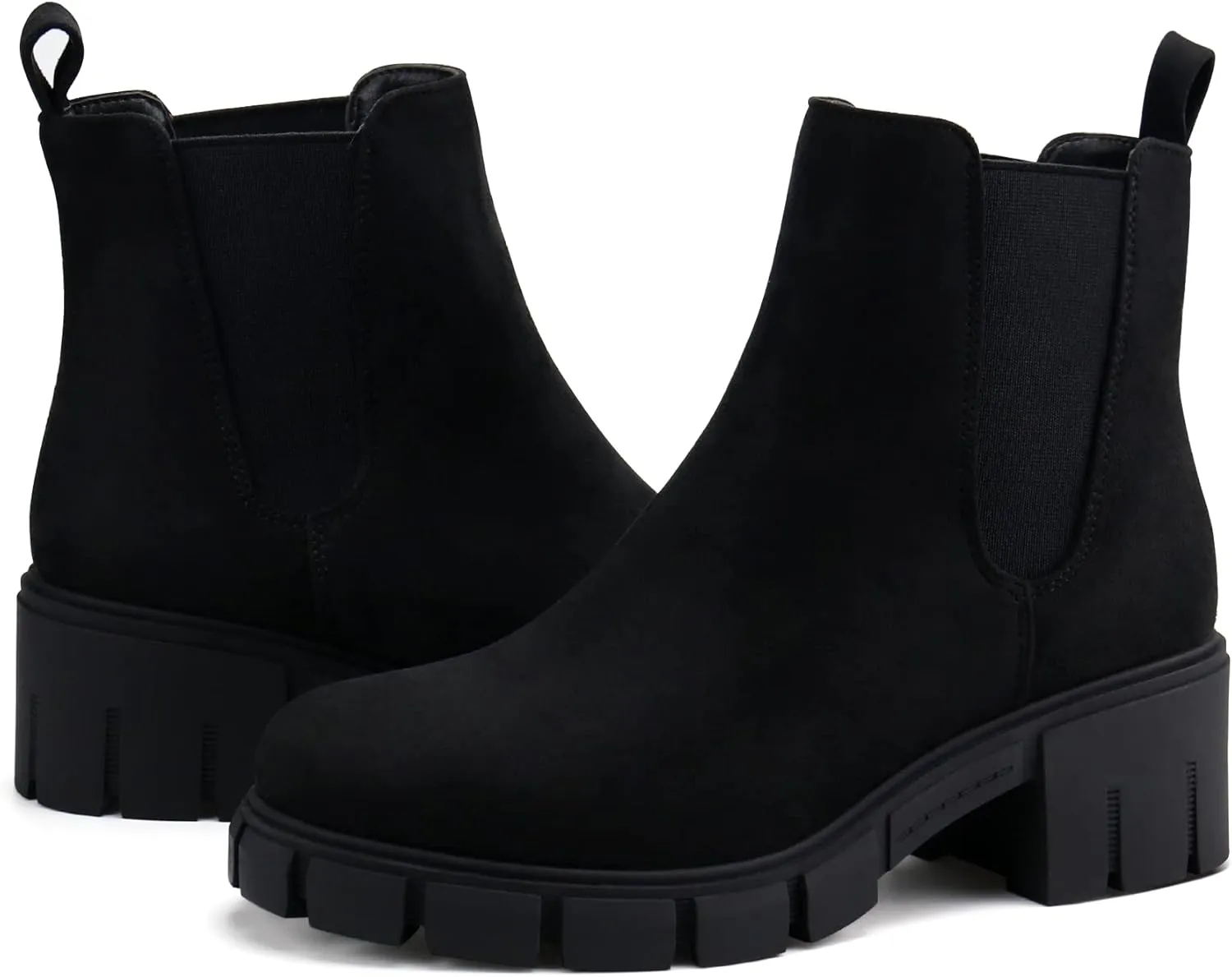 starmerx Women Platform Ankle Boots Elastic Chelsea Boots Mid Heel Slip on Booties