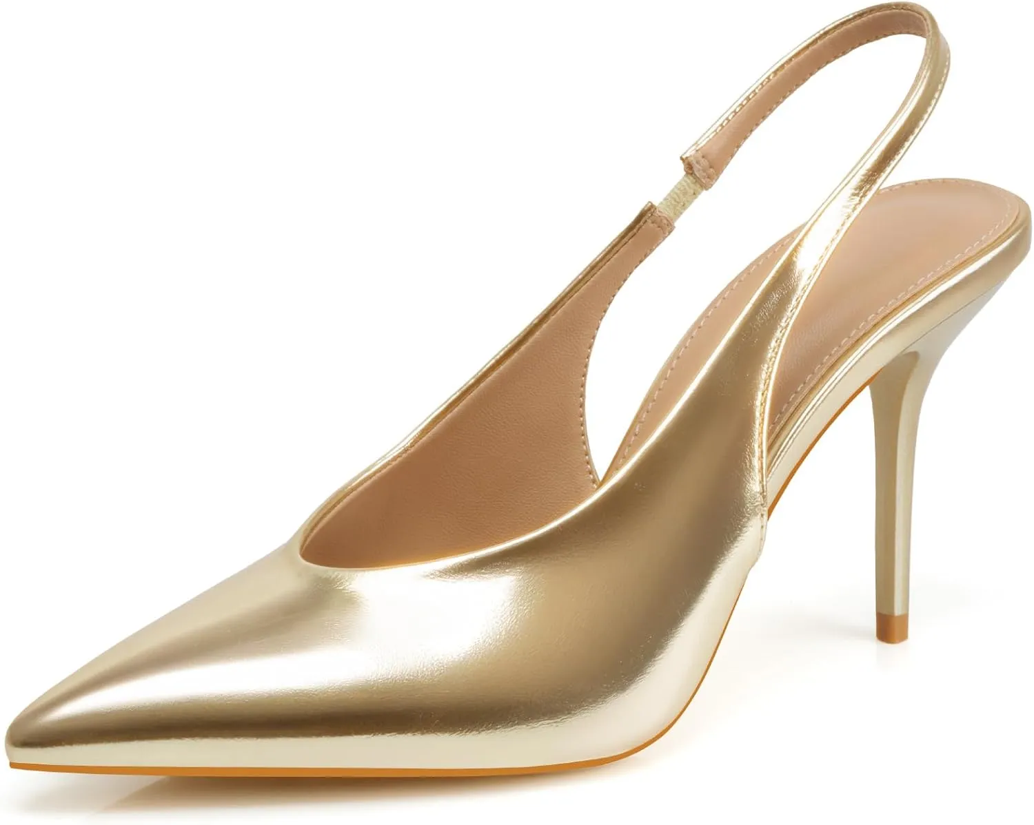 Stiletto Slingback High Heels Pointed Toe Slip On Sandals Stretch Strap Closed Toe Kitten Heels Pumps for Office Wedding Size 6-10
