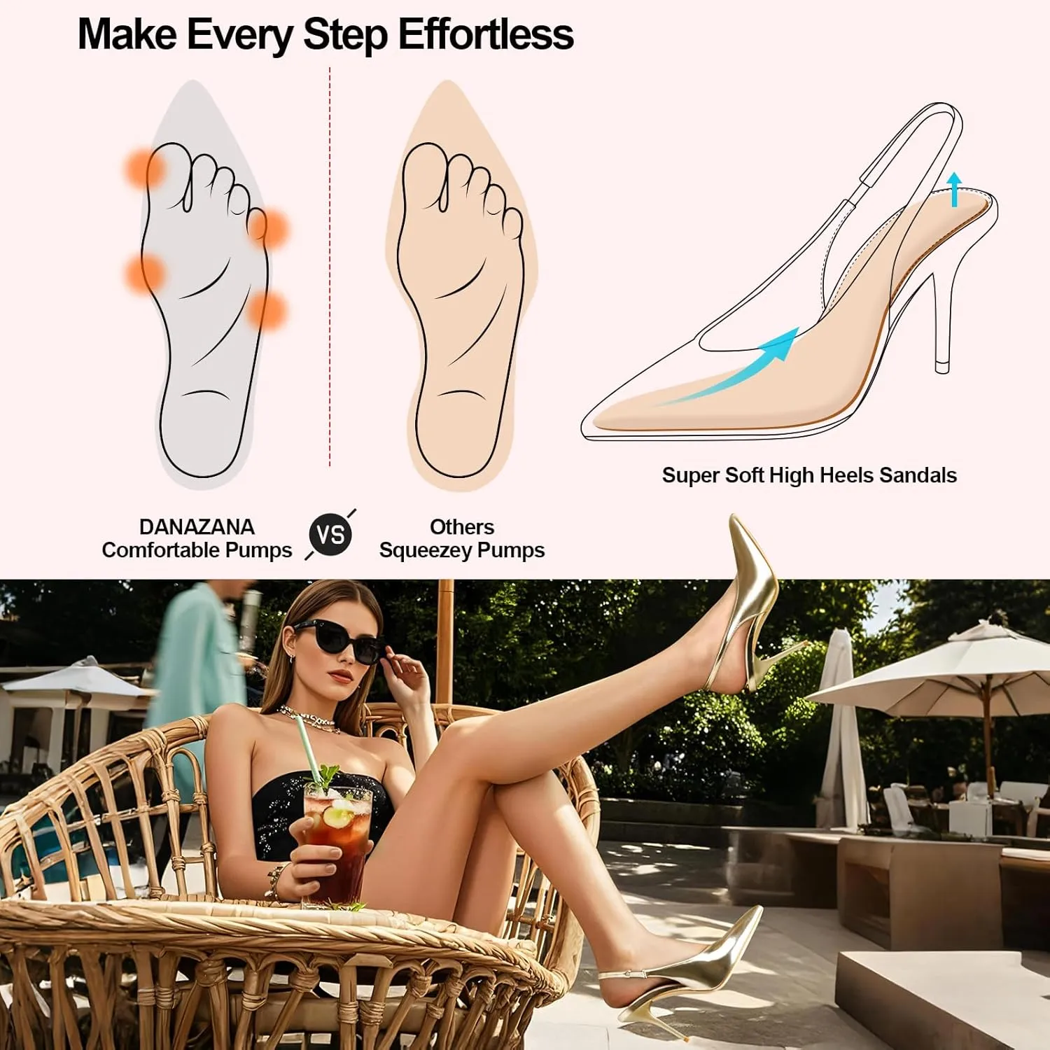 Stiletto Slingback High Heels Pointed Toe Slip On Sandals Stretch Strap Closed Toe Kitten Heels Pumps for Office Wedding Size 6-10