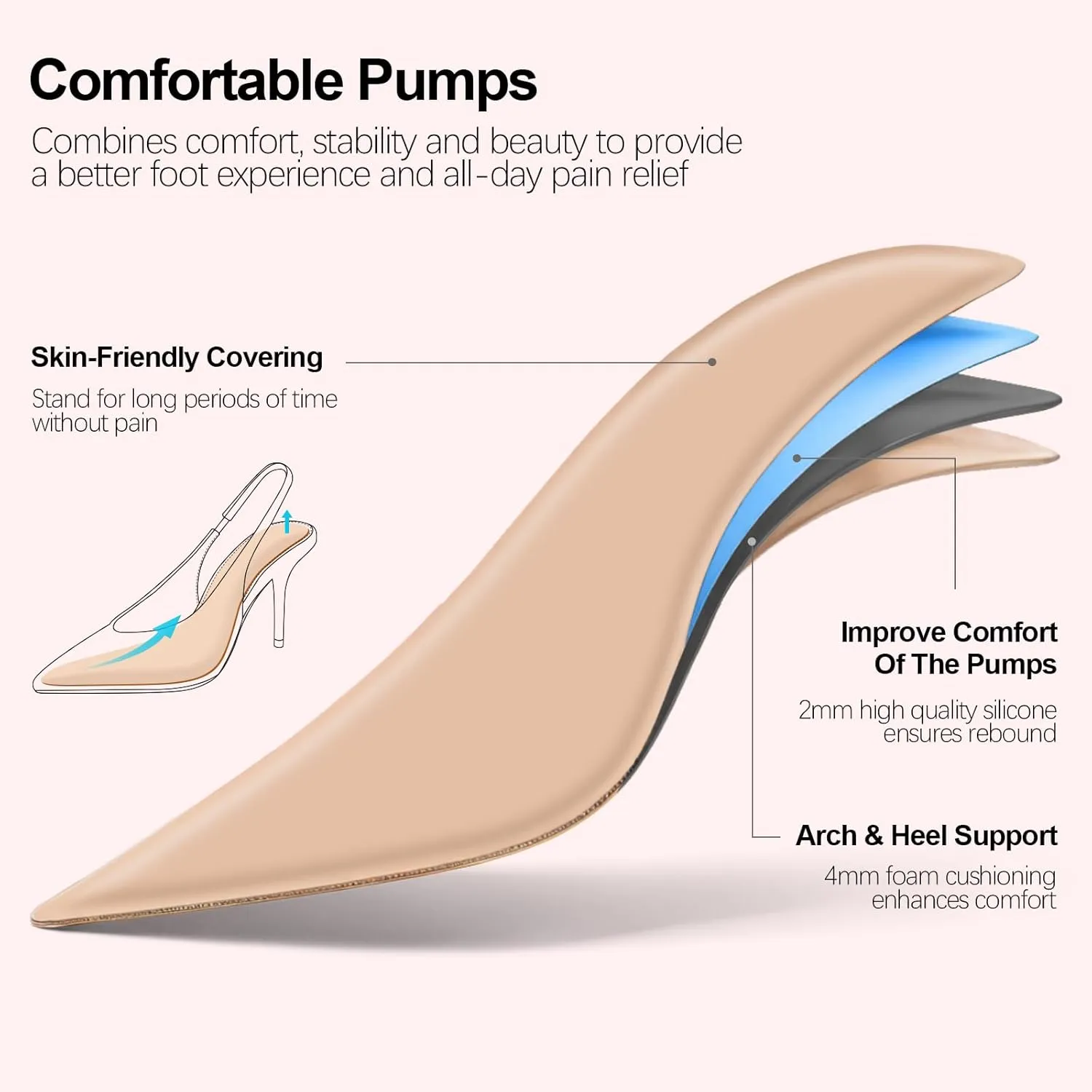 Stiletto Slingback High Heels Pointed Toe Slip On Sandals Stretch Strap Closed Toe Kitten Heels Pumps for Office Wedding Size 6-10
