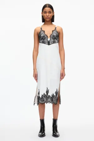 Stonewashed Denim Slip Dress With Lace