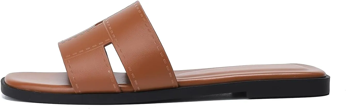 Stratuxx Kaze Women's Flat Sandals Fashion Slip on Open Toe Slides for Women Summer Dressy Size 5-11
