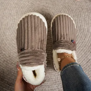 Super Soft Thermal Winter Slippers, Cozy & Warm Plush Floor Slippers, Slip On Flatform House Shoes