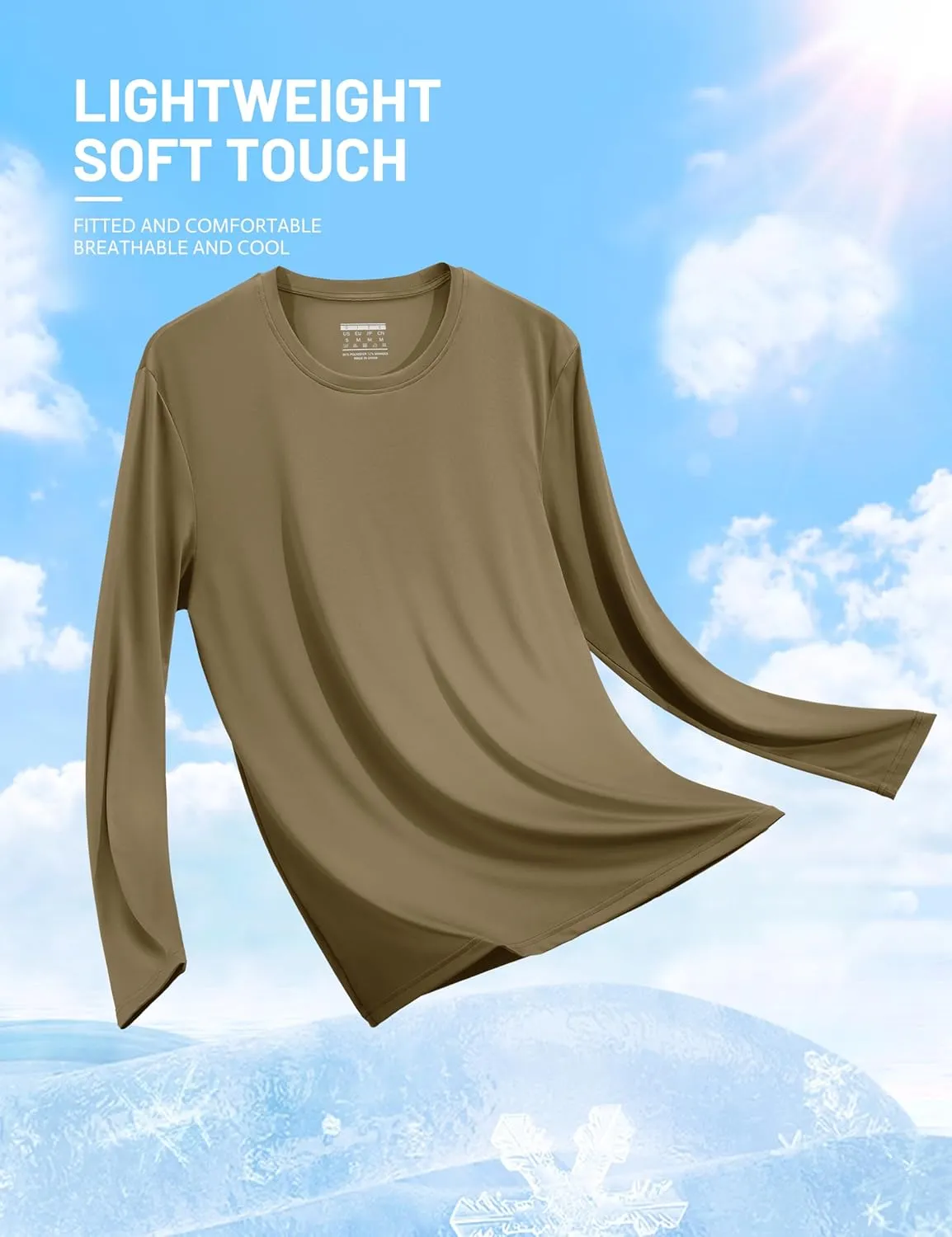 TACVASEN Men's Long Sleeve UPF 80  Shirts Sun Protection UV SPF Shirts Rash Guard Fishing Running Quick Dry Lightweight