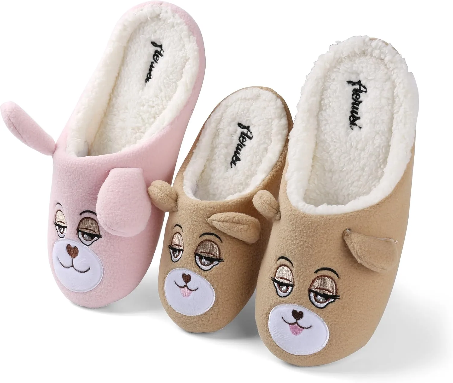 Teddy Bear Sleepy Eyes Slippers Comfy Slip-On for Boys/Girls (Unisex)