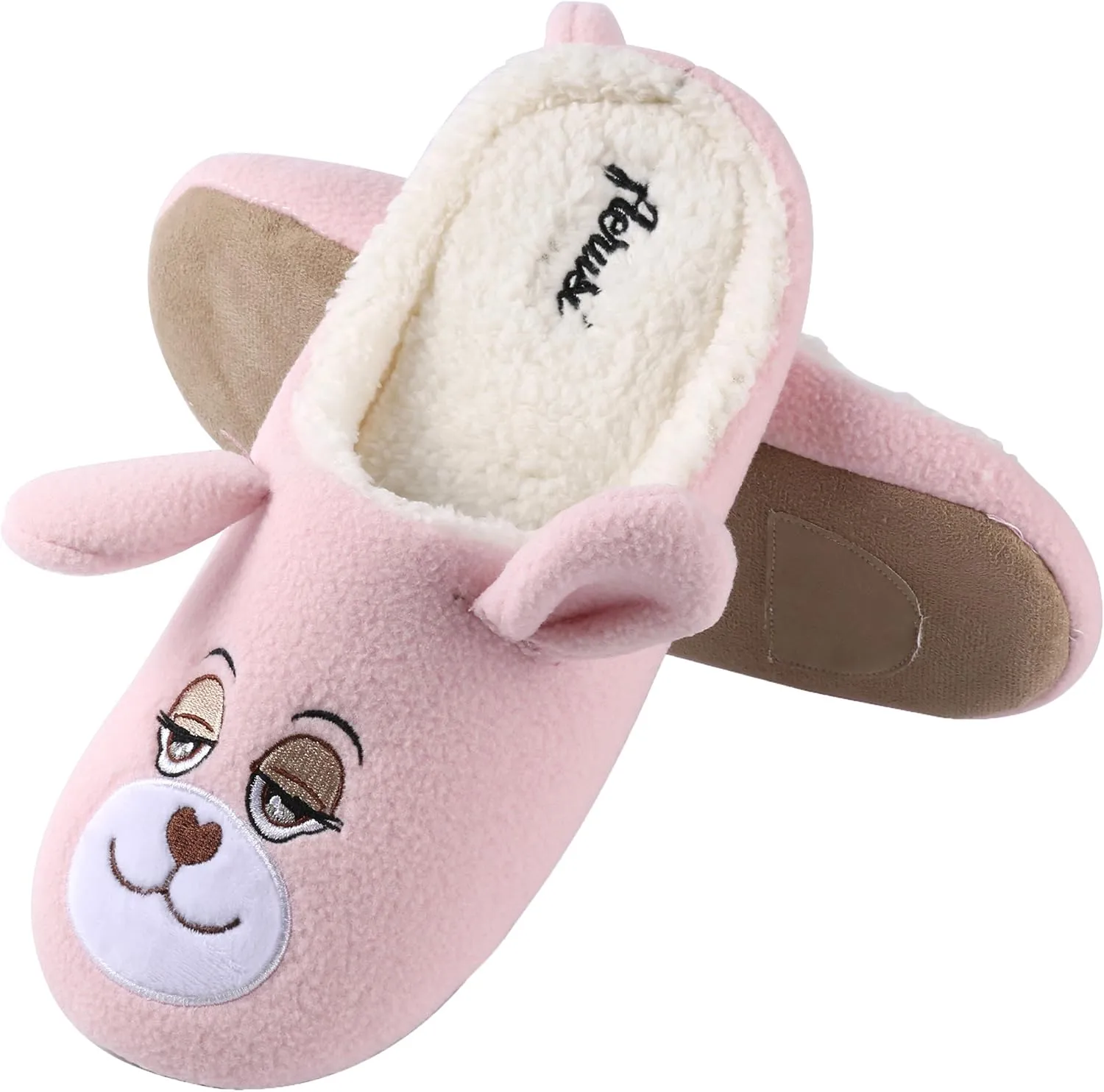 Teddy Bear Sleepy Eyes Slippers Comfy Slip-On for Boys/Girls (Unisex)
