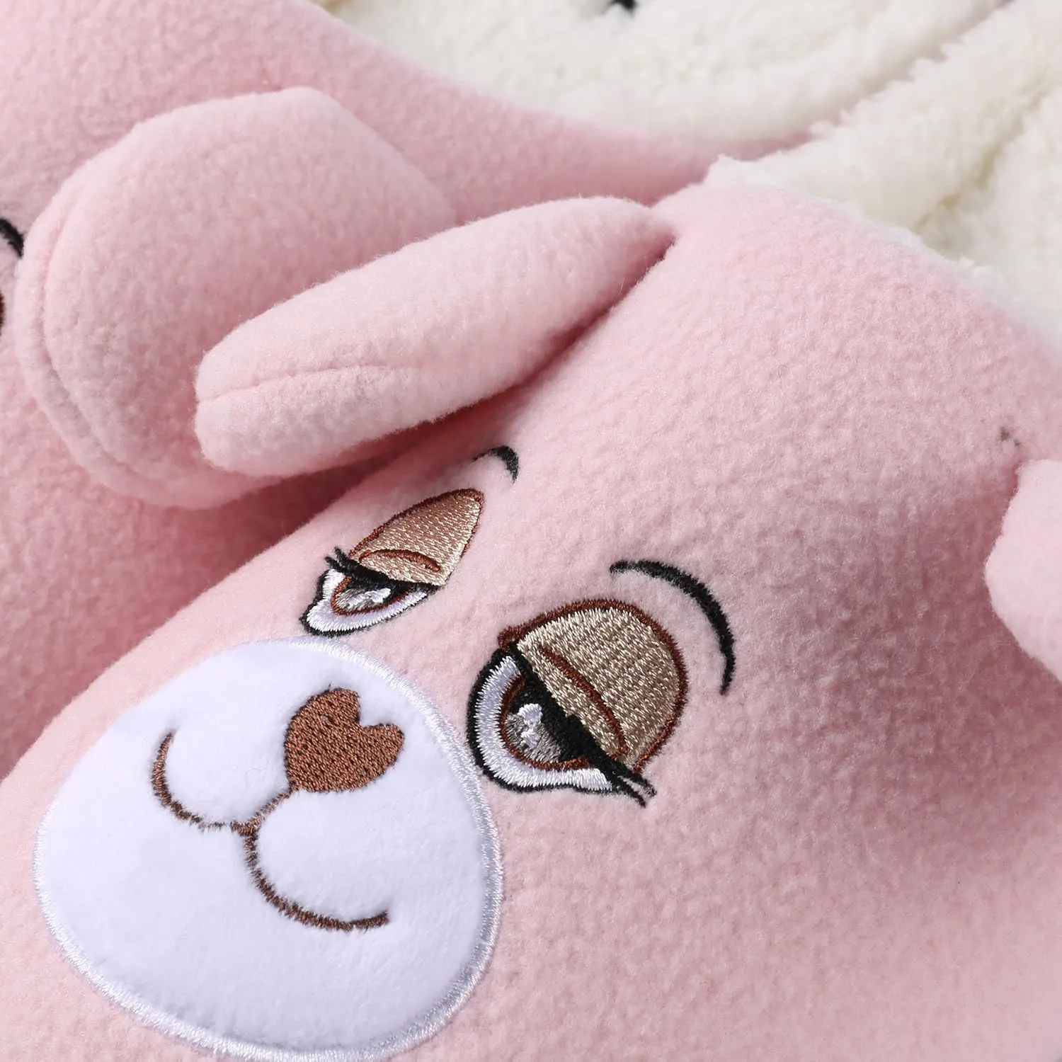 Teddy Bear Sleepy Eyes Slippers Comfy Slip-On for Boys/Girls (Unisex)