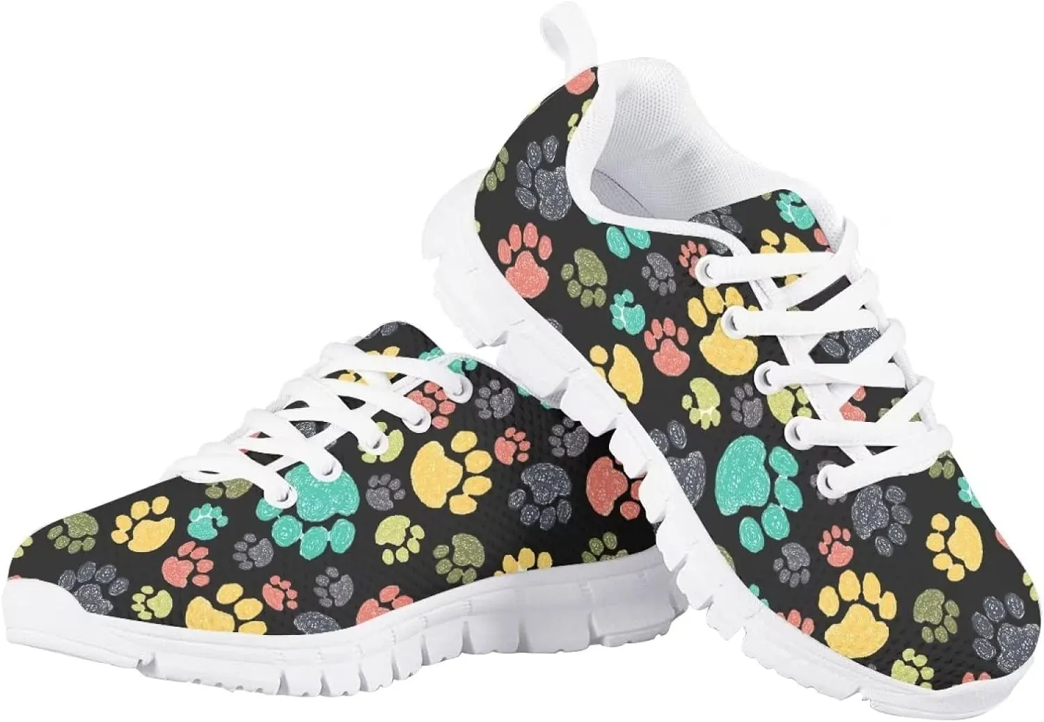 Tennis Shoes for Kids Girls Lightweight Running Sneakers Breathable Mesh Comfy Cute Print Walking Shoes