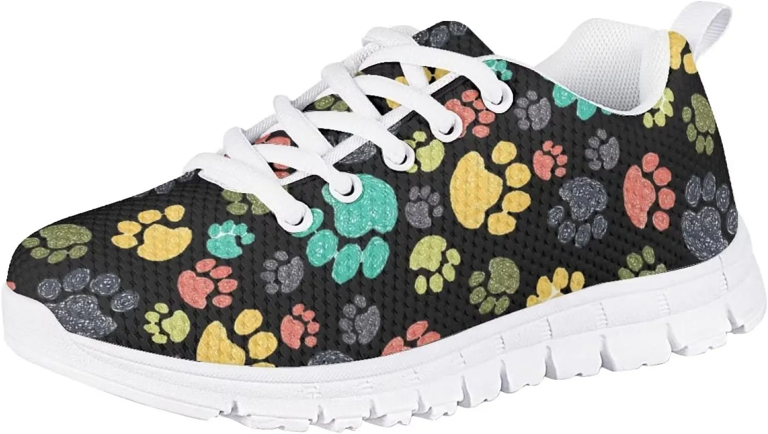 Tennis Shoes for Kids Girls Lightweight Running Sneakers Breathable Mesh Comfy Cute Print Walking Shoes