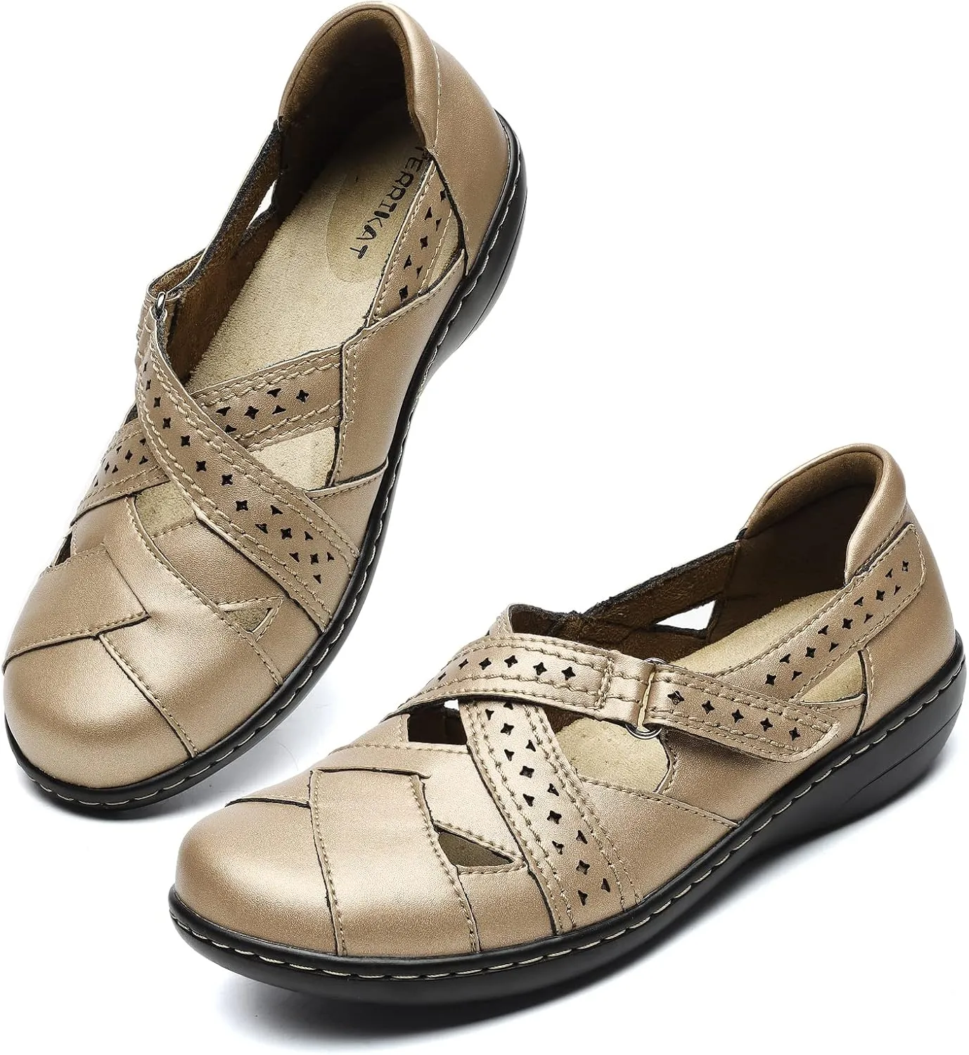 TERRIKAT Women's Casual Loafers Cute Slip On Comfort Walking Flats Leather Driving Moccasins Fashion Closed Toe Boat Shoes