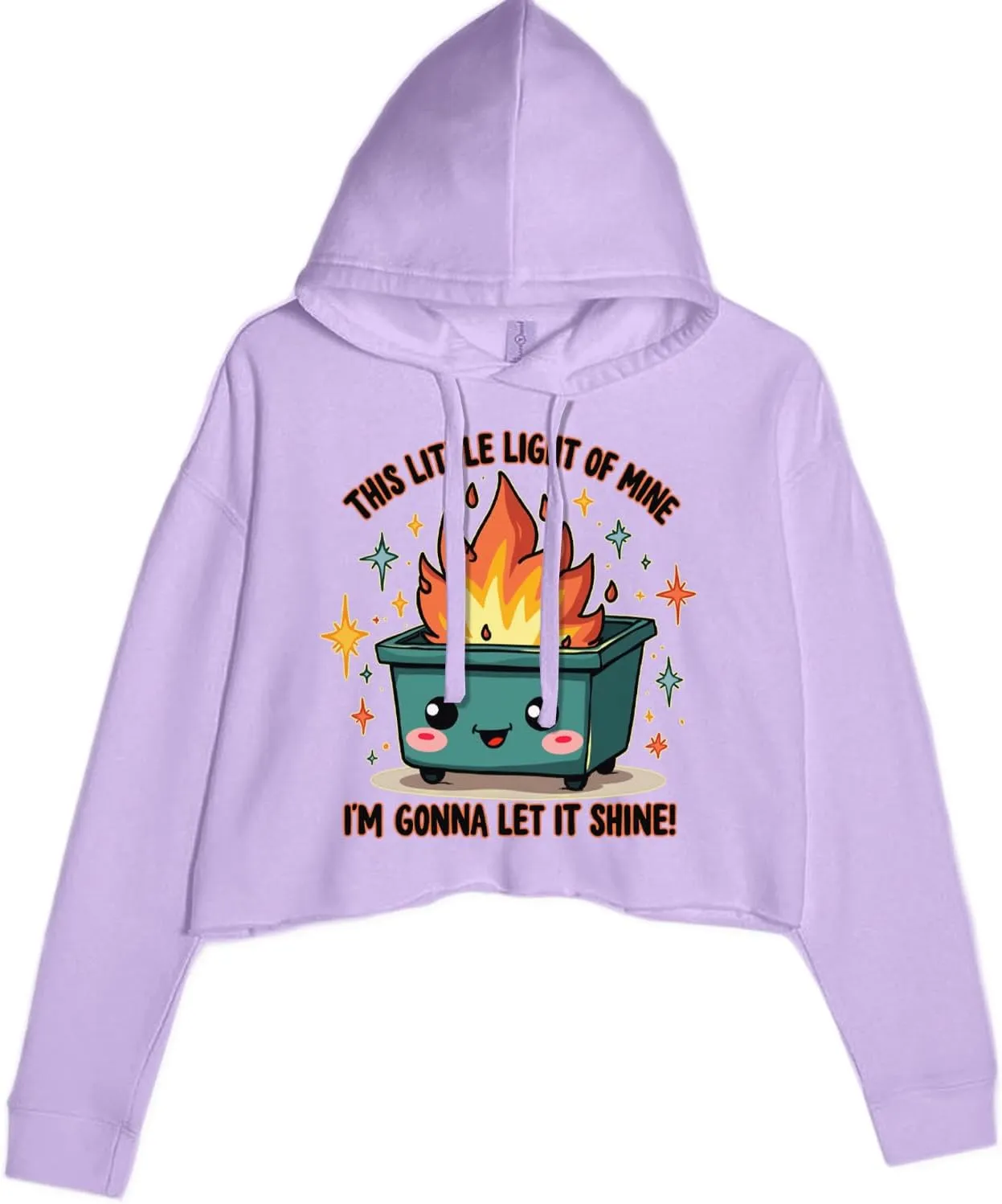 This Little Light of Mine Dumpster Fire Smile Face Cropped Fleece Hoodie, Soft & Cozy, Trendy Fit
