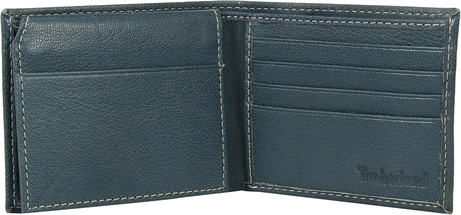 Timberland Men's Leather Wallet With Attached Flip Pocket, Navy (Blix), One Size