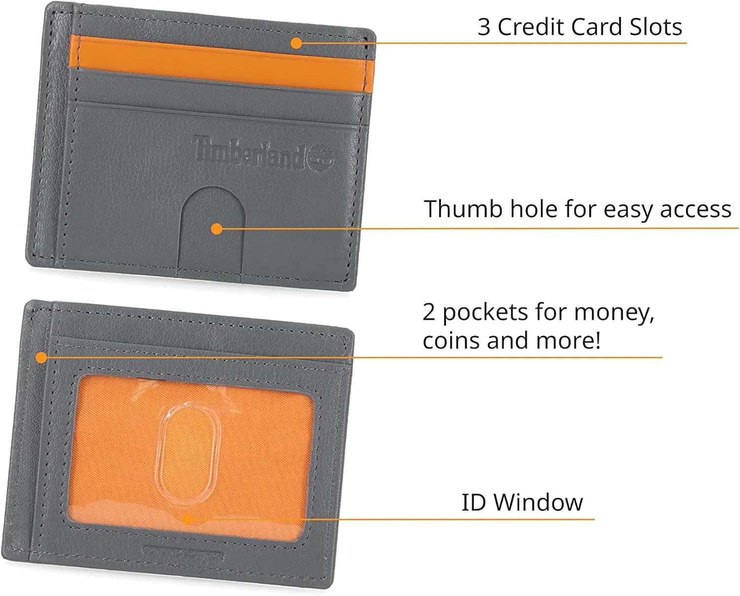 Timberland Men's Slim Leather Front Pocket Credit Card Holder Wallet