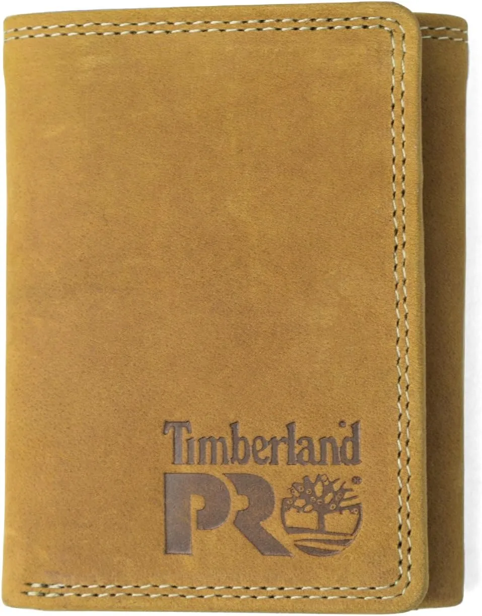 Timberland PRO Men's Leather RFID Trifold Wallet with Id Window