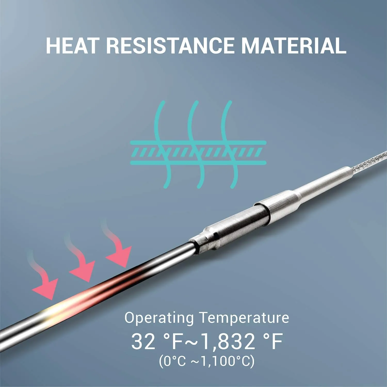 TL1915SL K-Type Inconel 600 Flexible Thermocouple Temperature Sensor Probes -40~2012°F, 1.6mm / 150mm 1.6mm /150mm