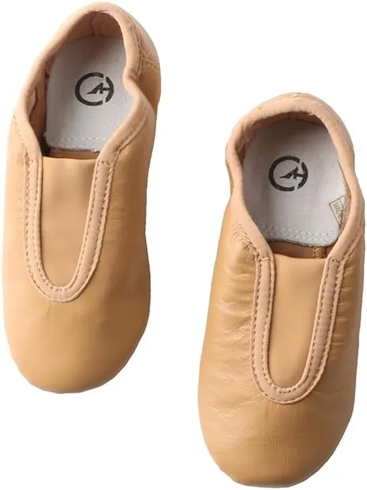 TMA EYES Girls' Slip-on Leather Dance Shoes, Comfortable and Non Slip