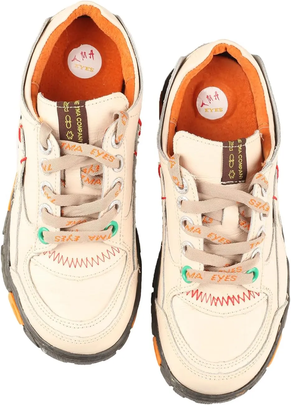 TMA EYES Women's Leather Soft Sole Non-Slip lace-up Walking Shoes