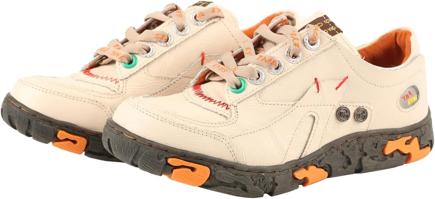 TMA EYES Women's Leather Soft Sole Non-Slip lace-up Walking Shoes