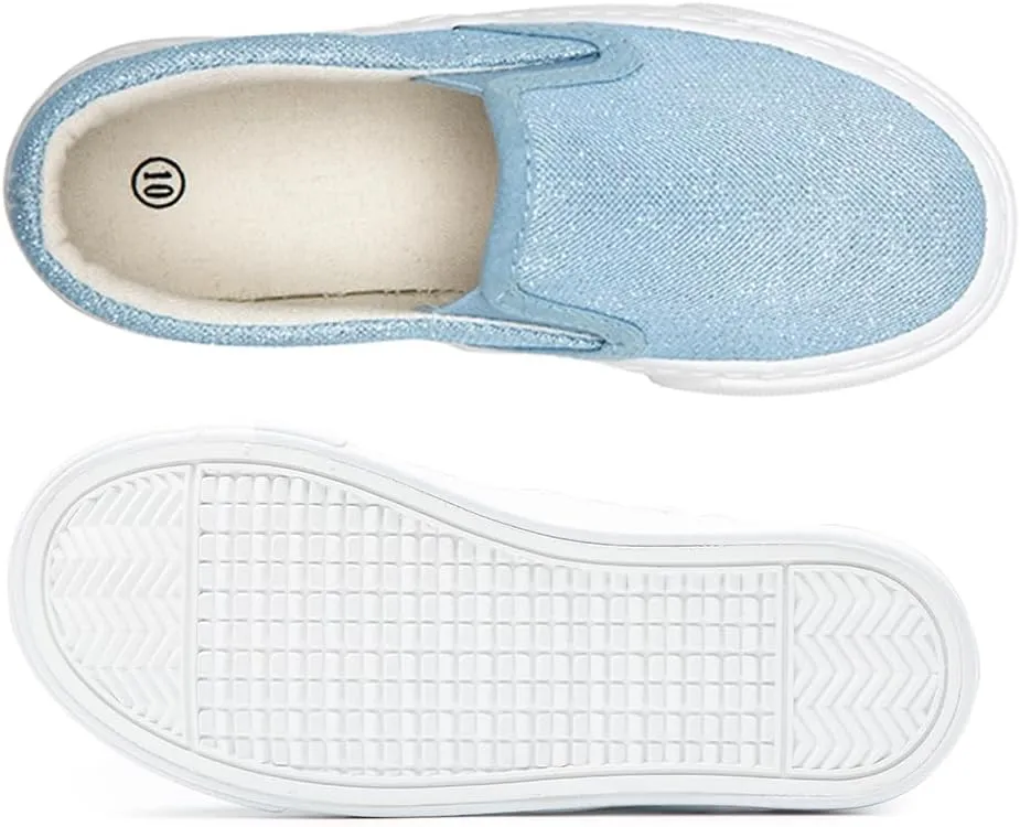 Toandon Toddler Girls Kids Sparkle Slip On Sneakers Loafers Age 2-10