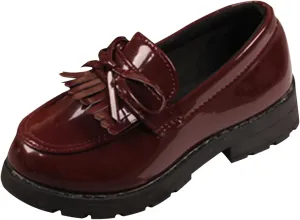 Toddler Boys Girls Leather Sneaker Dress Shoes with Bow School Dance Shoes Loafer High Toe Non Slip Sport Shoes
