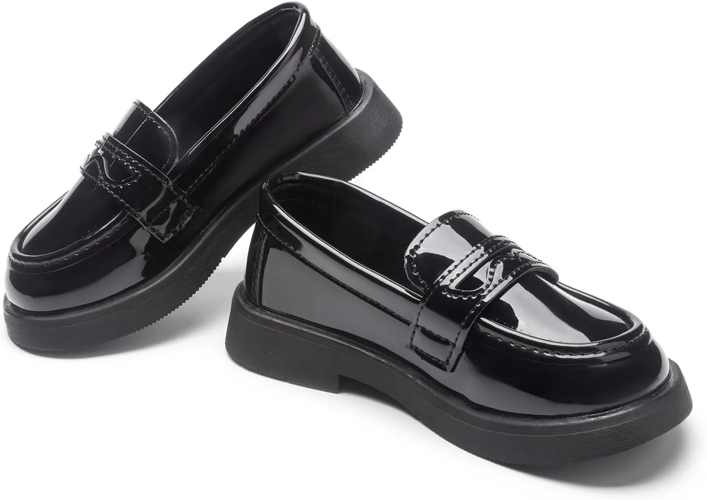 Toddler Girls PU Leather Solid Color Flat Dress British Style Princess Loafer Shoes for School Students