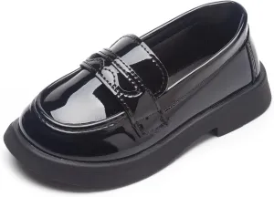 Toddler Girls PU Leather Solid Color Flat Dress British Style Princess Loafer Shoes for School Students
