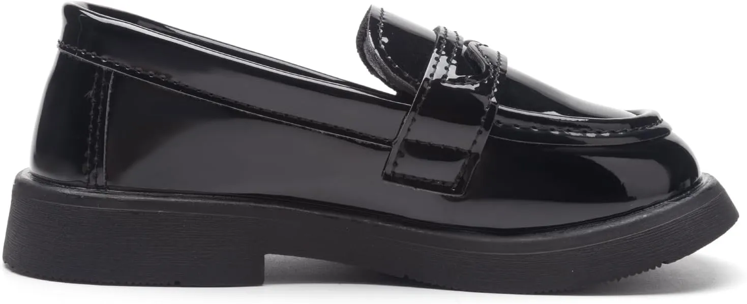 Toddler Girls PU Leather Solid Color Flat Dress British Style Princess Loafer Shoes for School Students