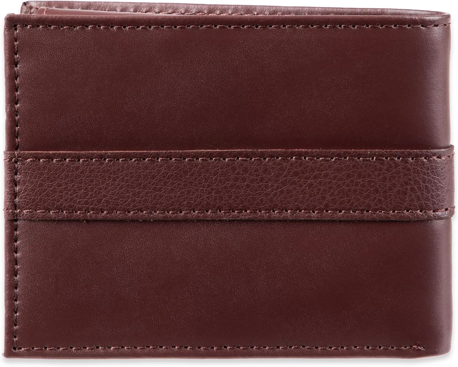 Tommy Hilfiger Men's Leather Wallet – Slim Bifold with 6 Credit Card Pockets and Removable ID Window, Burgundy, One Size