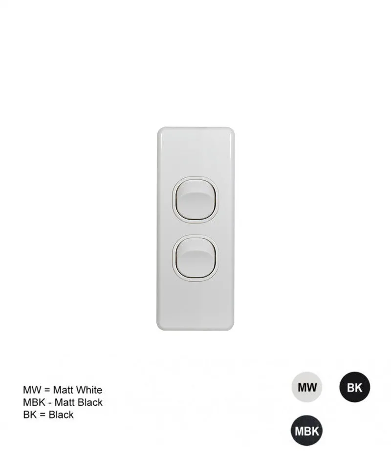 Trader Flat Cat 2 Gang Architrave Switch
