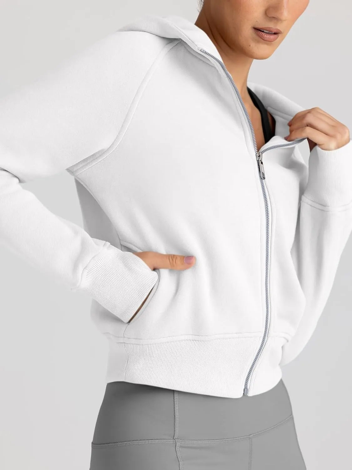 Trendy Queen Womens Zip Up Hoodies Jackets Cropped Sweatshirts Fleece Fall Outfits Casual Comfy Y2k Tops Winter Clothes 2025