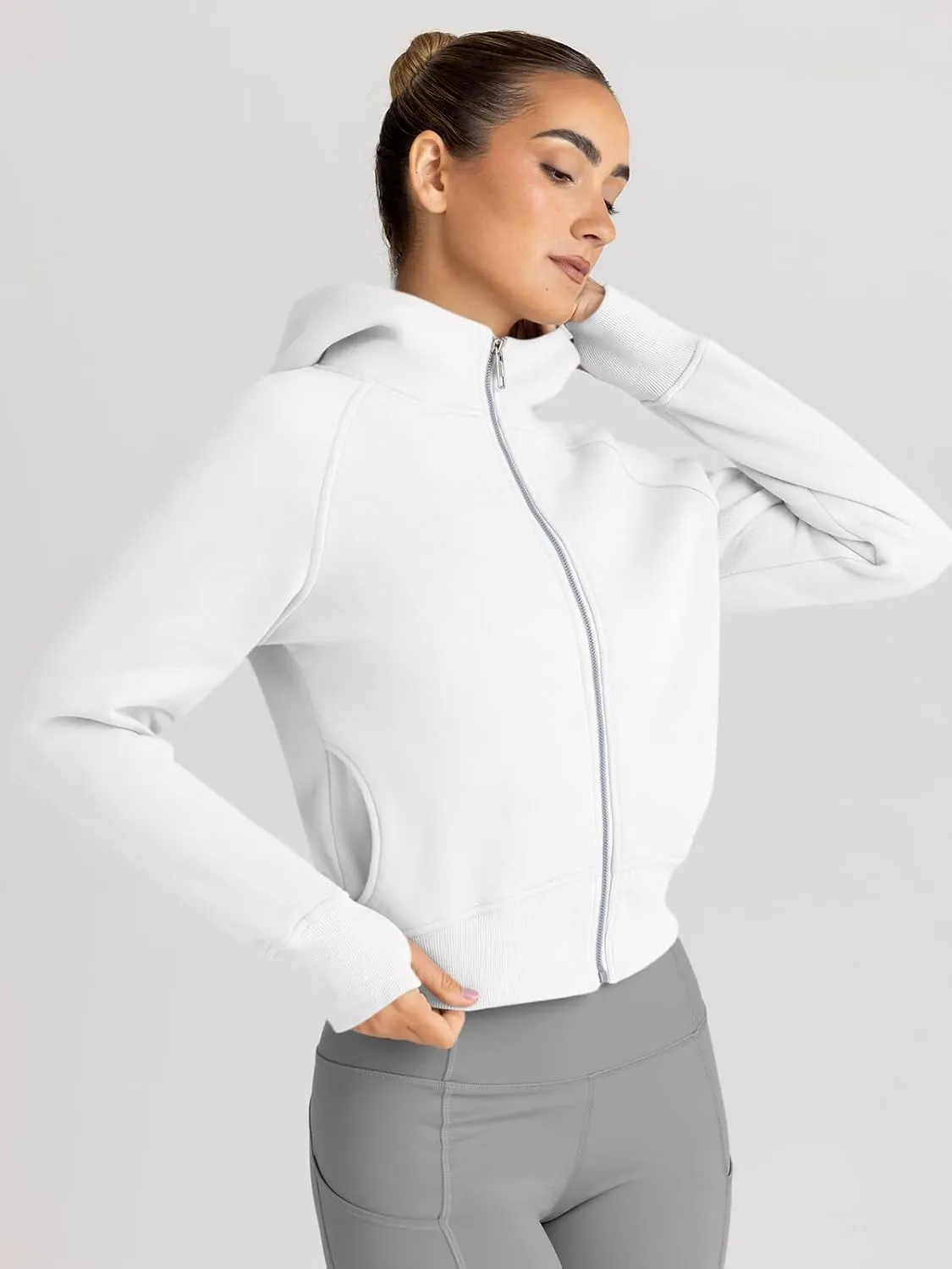 Trendy Queen Womens Zip Up Hoodies Jackets Cropped Sweatshirts Fleece Fall Outfits Casual Comfy Y2k Tops Winter Clothes 2025