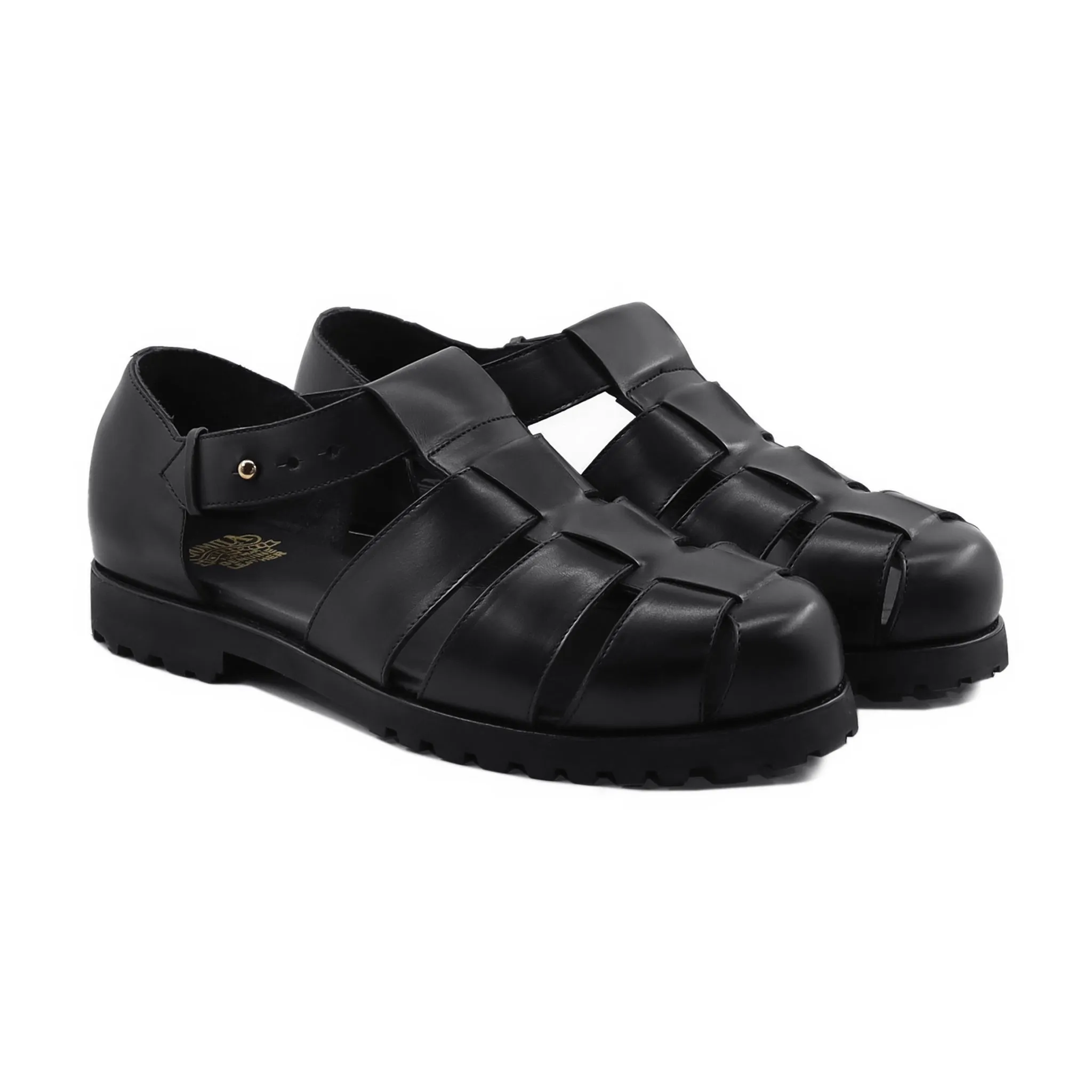Trenton - Men's Black Calf Leather Sandal