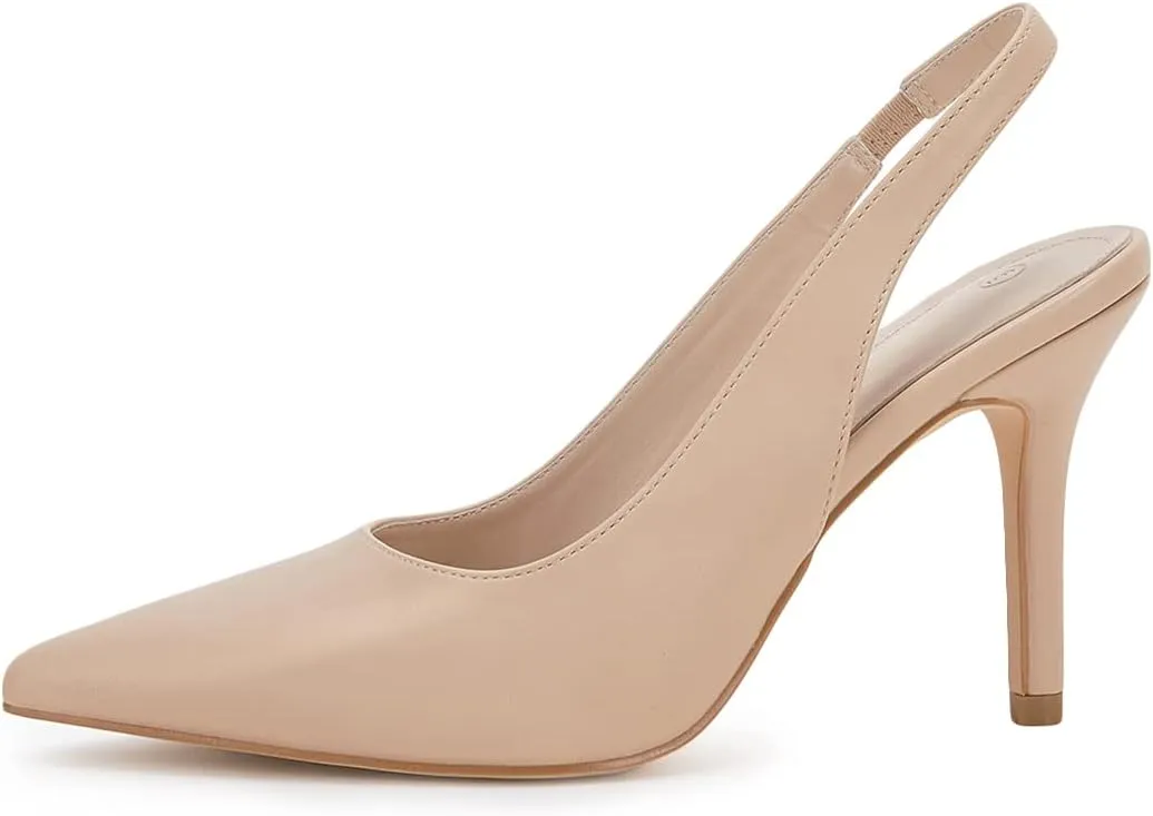 Trish Lucia Womens Slingback Pointed Toe Stiletto Pumps Slip-on High Heels Office Lady Sandals Party Prom Dress Shoes