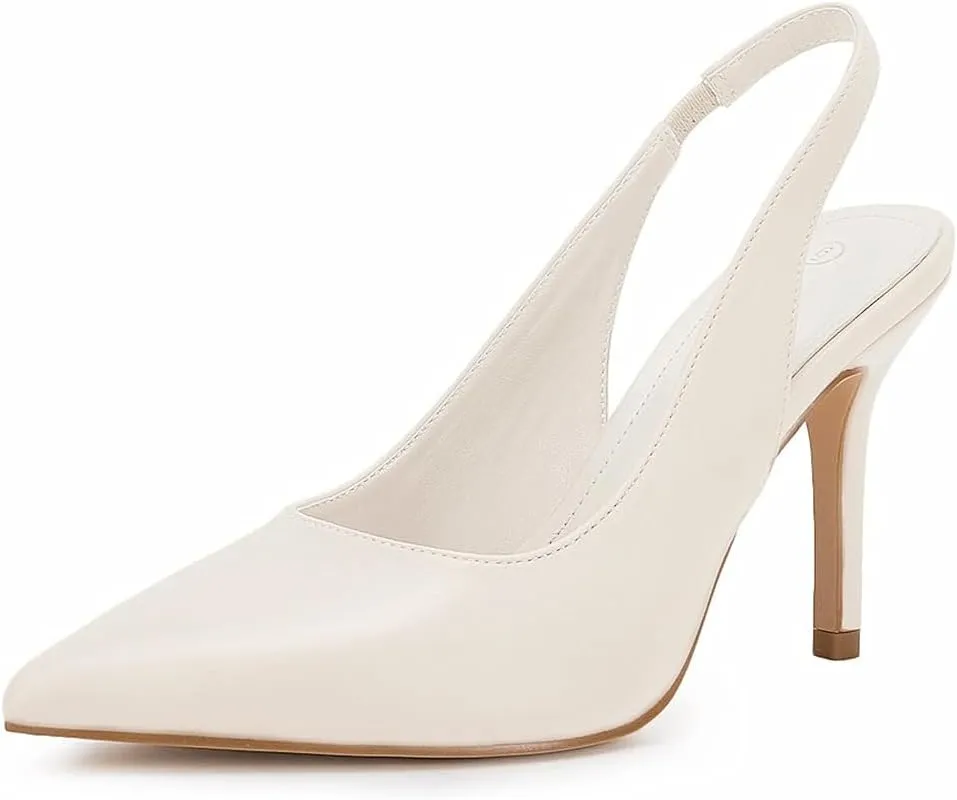 Trish Lucia Womens Slingback Pointed Toe Stiletto Pumps Slip-on High Heels Office Lady Sandals Party Prom Dress Shoes