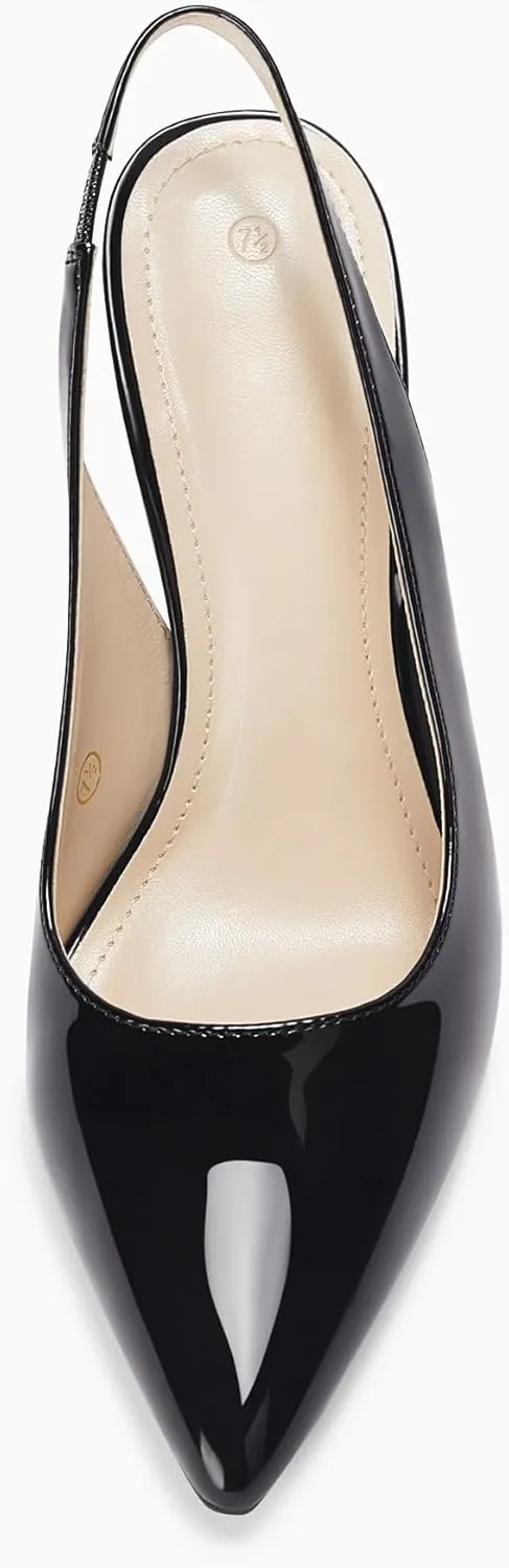 Trish Lucia Womens Slingback Pointed Toe Stiletto Pumps Slip-on High Heels Office Lady Sandals Party Prom Dress Shoes