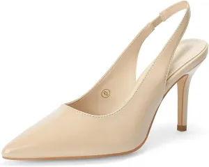 Trish Lucia Womens Slingback Pointed Toe Stiletto Pumps Slip-on High Heels Office Lady Sandals Party Prom Dress Shoes