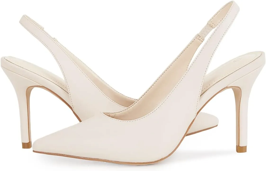 Trish Lucia Womens Slingback Pointed Toe Stiletto Pumps Slip-on High Heels Office Lady Sandals Party Prom Dress Shoes