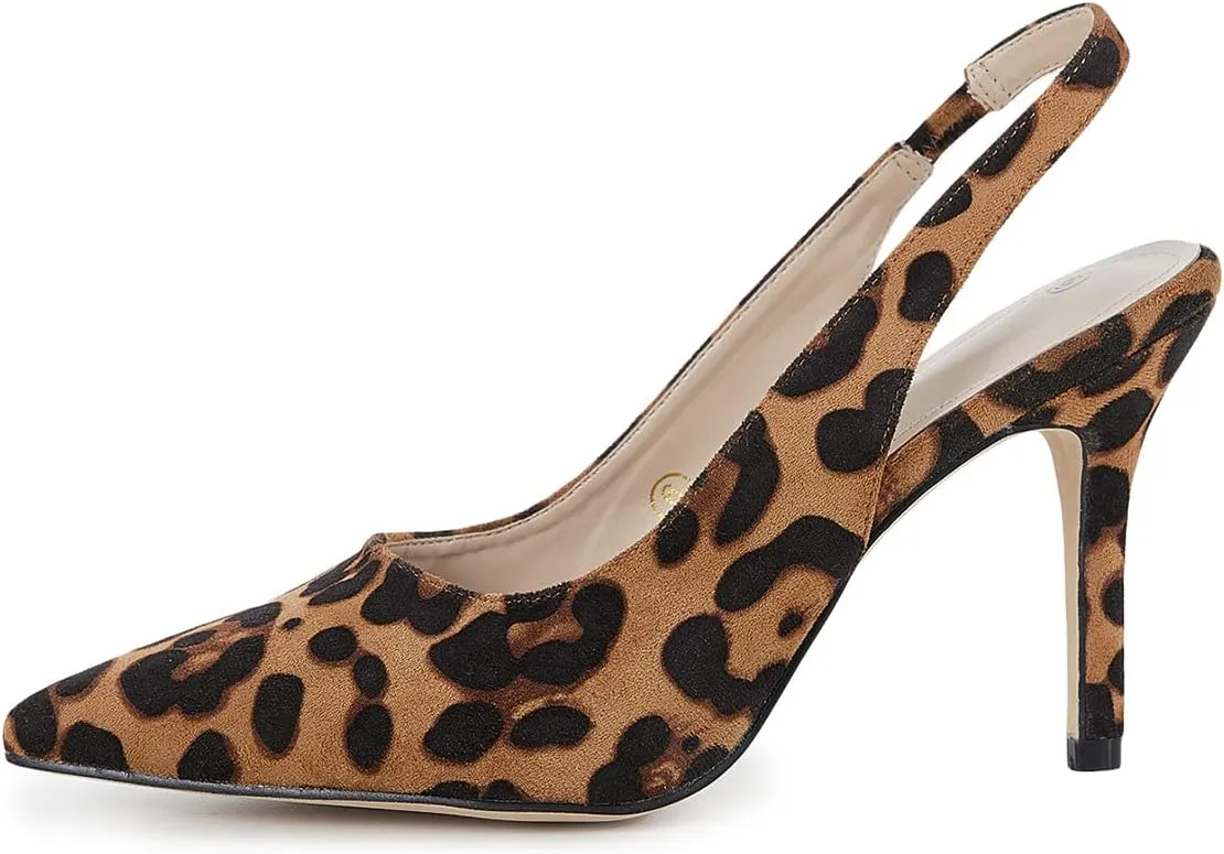Trish Lucia Womens Slingback Pointed Toe Stiletto Pumps Slip-on High Heels Office Lady Sandals Party Prom Dress Shoes