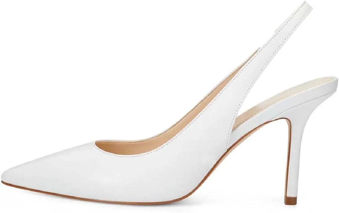 Trish Lucia Womens Slingback Pointed Toe Stiletto Pumps Slip-on High Heels Office Lady Sandals Party Prom Dress Shoes