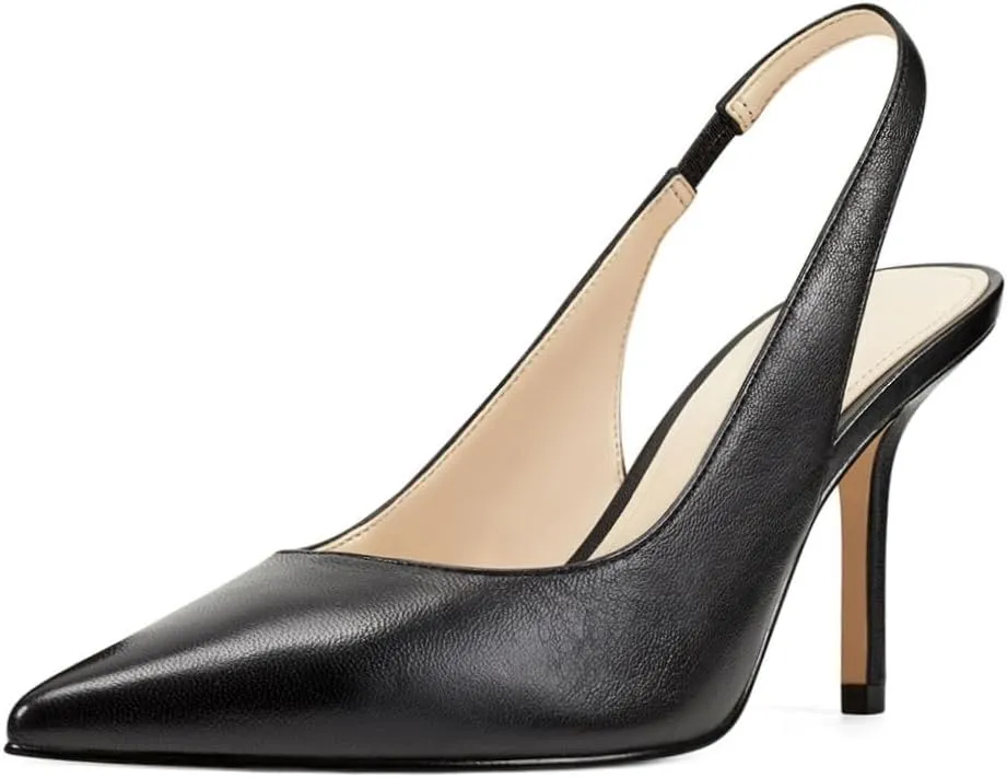 Trish Lucia Womens Slingback Pointed Toe Stiletto Pumps Slip-on High Heels Office Lady Sandals Party Prom Dress Shoes
