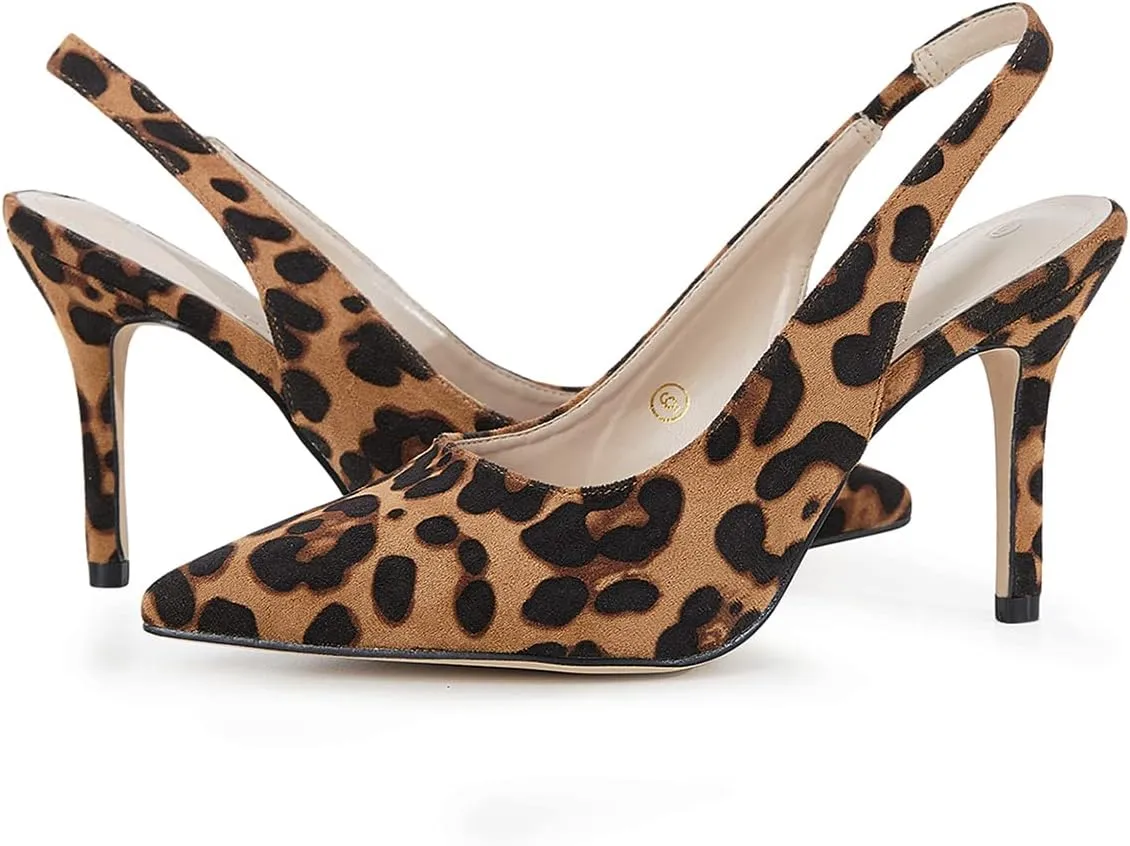 Trish Lucia Womens Slingback Pointed Toe Stiletto Pumps Slip-on High Heels Office Lady Sandals Party Prom Dress Shoes